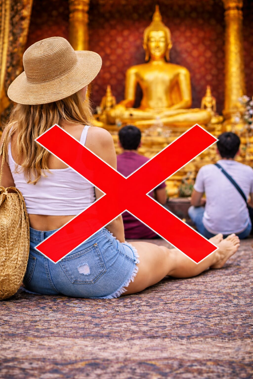 寺院での座り方の写真