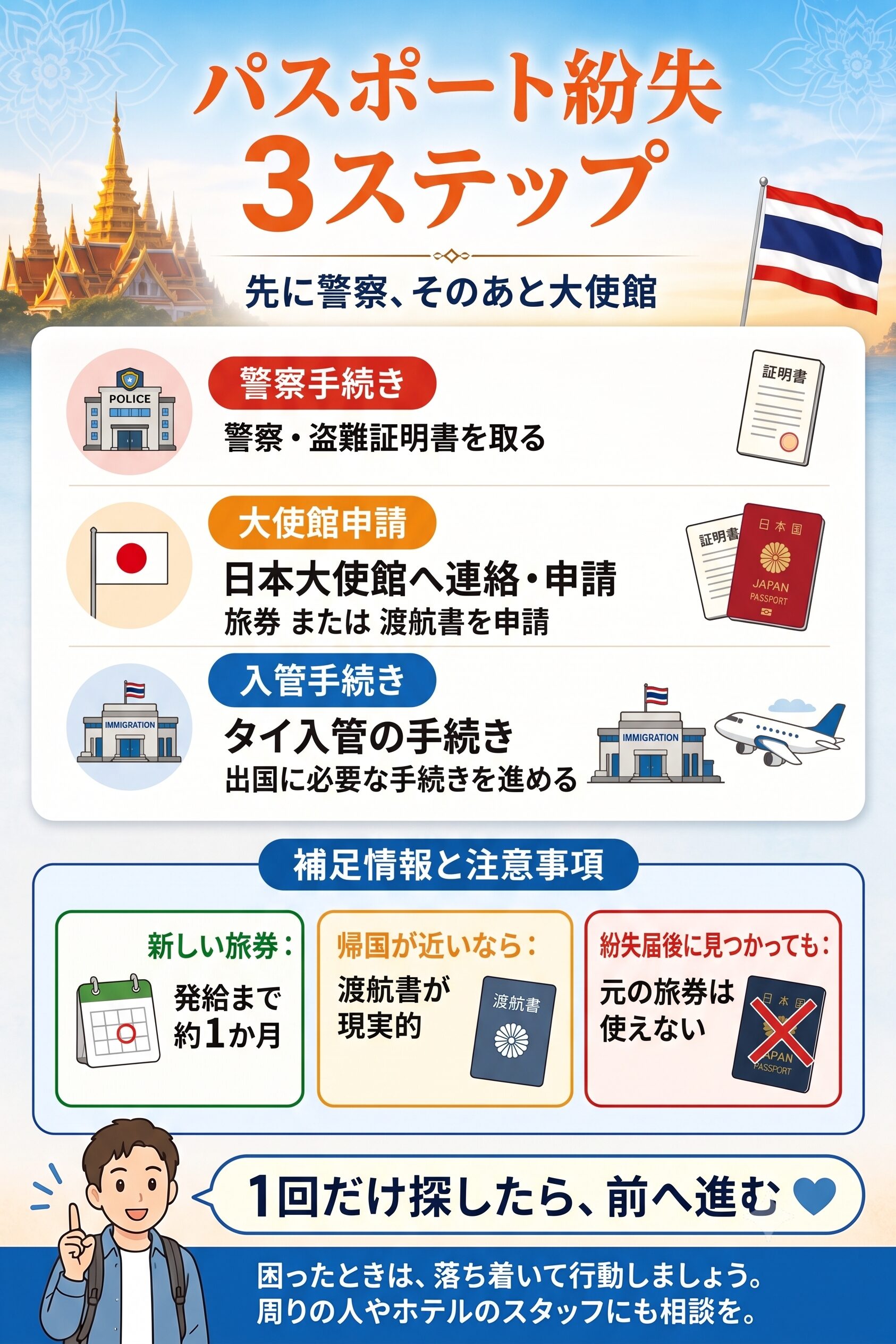パスポート紛失3ステップ